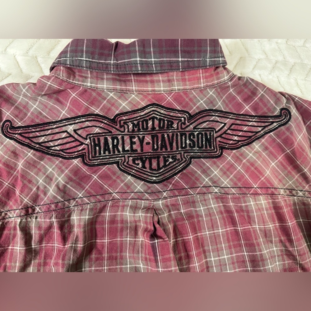 Harley-Davidson Red Plaid Shirt with Metal Emblem